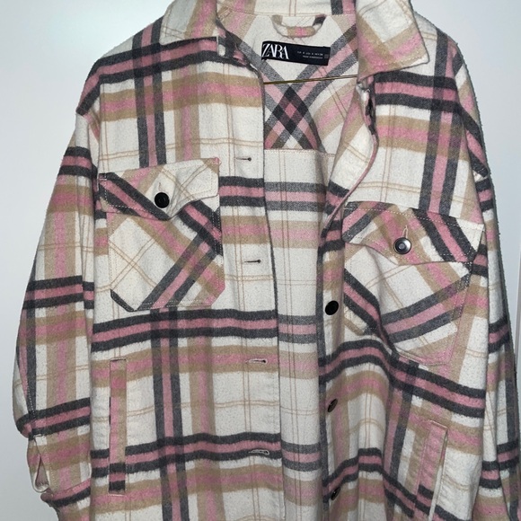 Zara Women's Pink Plaid Jacket - Picture 1 of 3